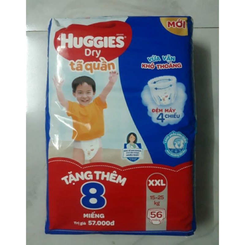 Tã quần Huggies Size XXL 56 miếng tặng thêm 8 miếng cùng size