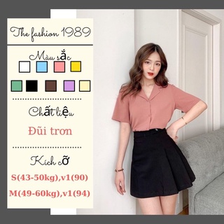 Áo Sơ Mi Nữ Áo Cổ Vest Nữ  Trơn Quốc Dân NHIỀU MÀU Chất Đũi Phối Chân Váy Siêu Xinh