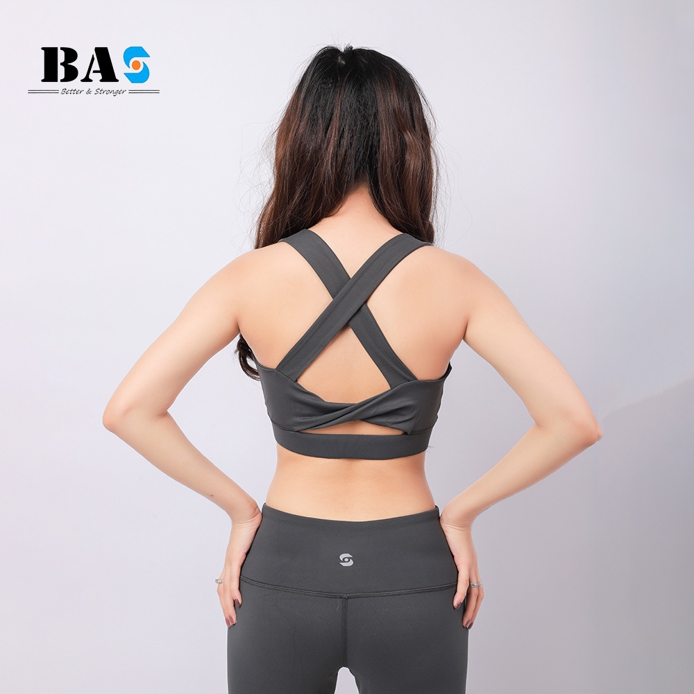 Set đồ tập gym yoga aerobic BAS bra xoắn lưng cá tính phối legging nâng mông - S40023