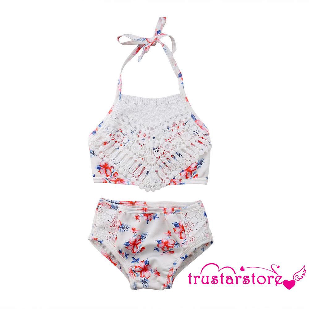 ✦ZWQ-Cute 2Pcs Toddler Baby Girl Lace Swimwear Bathing Suit Bikini Outfits