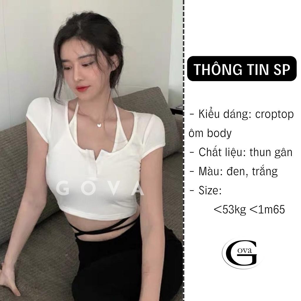 Áo Croptop GIẢ YẾM 2 LỚP Thun Gân Kiểu Sexy Nữ, Áo Thun Ôm Body Đẹp GOVA