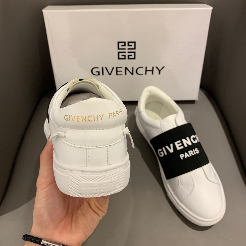 GIVENCHY Giày Thể Thao Đế Bằng Buộc Dây Màu Trắng Đen Thời Trang Cho Cặp Đôi