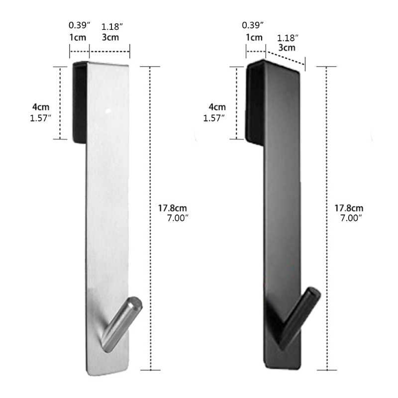 Set 2 Móc Treo Áo Khoác Bằng Thép Không Gỉ Gắn Phía Sau Cánh Cửa Không Cần Khoan
