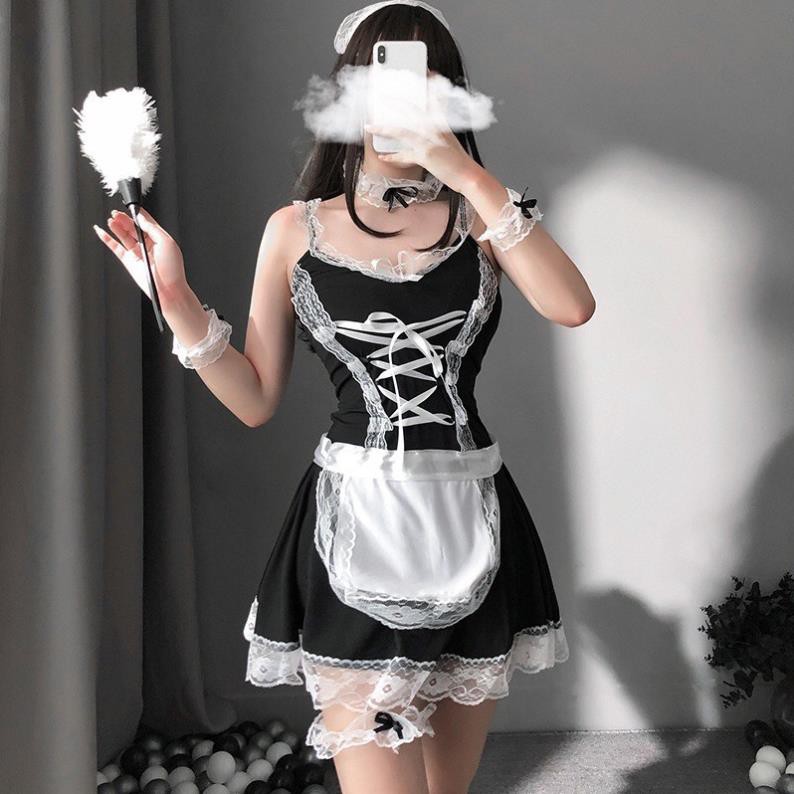 Đồ ngủ sexy cosplay hầu gái ngây thơ quyến rũ gợi cảm + quần chip G-string New | BigBuy360 - bigbuy360.vn