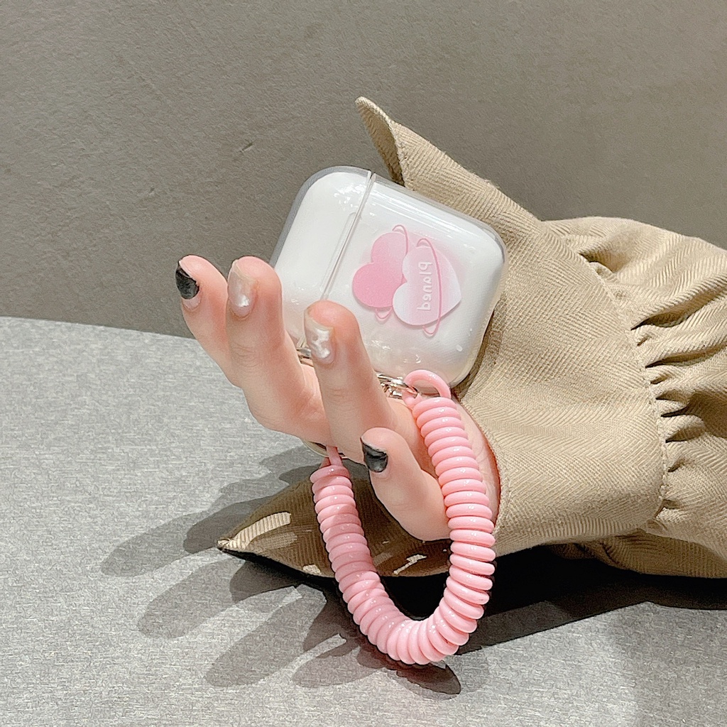 Vỏ Bảo Vệ Hộp Sạc Tai Nghe Bluetooth Không Dây airpods 2/3 Trong Suốt Hình Hai Trái Tim Dễ Thương