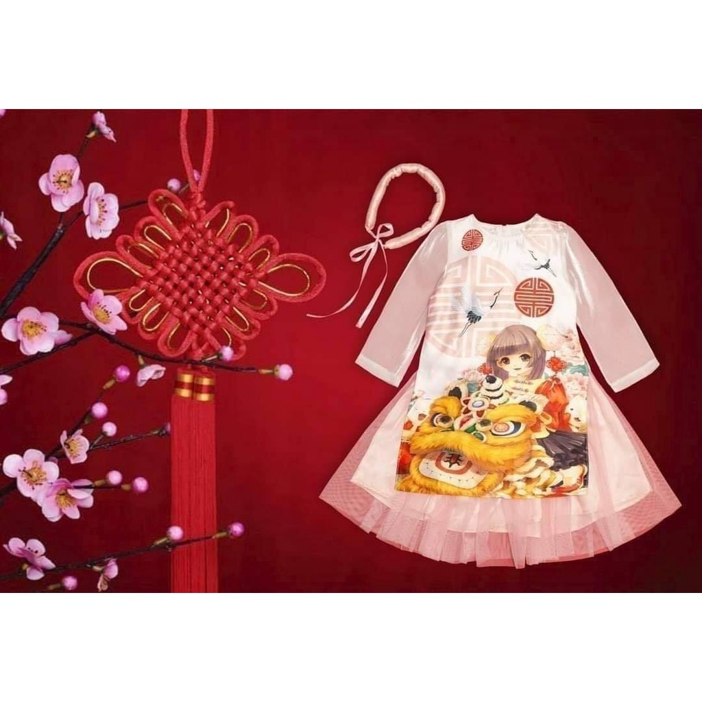 ÁO DÀI CÁCH TÂN CAO CẤP CHO BÉ GÁI 10-32kg NHÀ ALICEKIDS - Bé mặc rất sang và nổi bật mùa tết