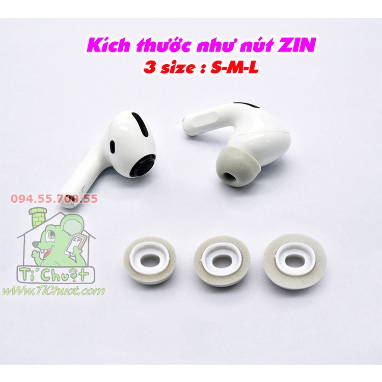 Nút Bọt Biển Bọc Tai Nghe AP AirPods Pro 1/ Pro 2, Có Lưới Chống Bụi, Lõi Nhựa Cứng