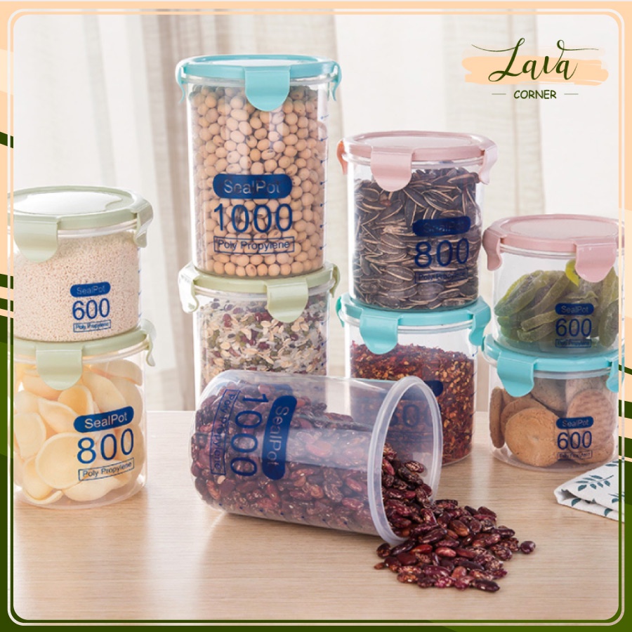 Hộp Bảo Quản Thực Phẩm Sealpot 600ml/800ml/1000ml/1500ml Bằng Nhựa PP Trong Suốt Dáng Tròn An Toàn Sức Khỏe