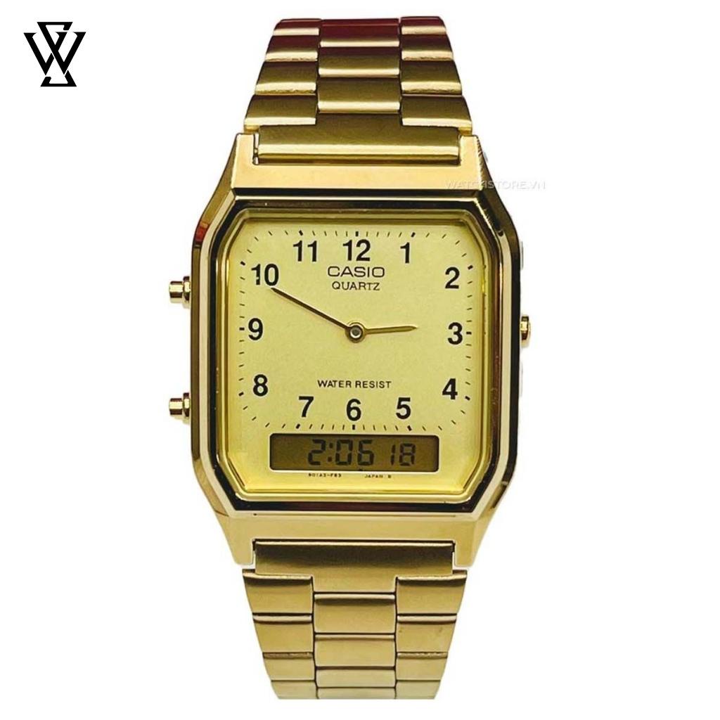 Đồng Hồ Điện Tử Nam Casio WATCHSTORE AQ-230GA-9BMQ Thiết Kế Mặt Kính Nhựa 29.8mm, Dây Đeo Kim Loại, Vỏ Thép Không Gỉ