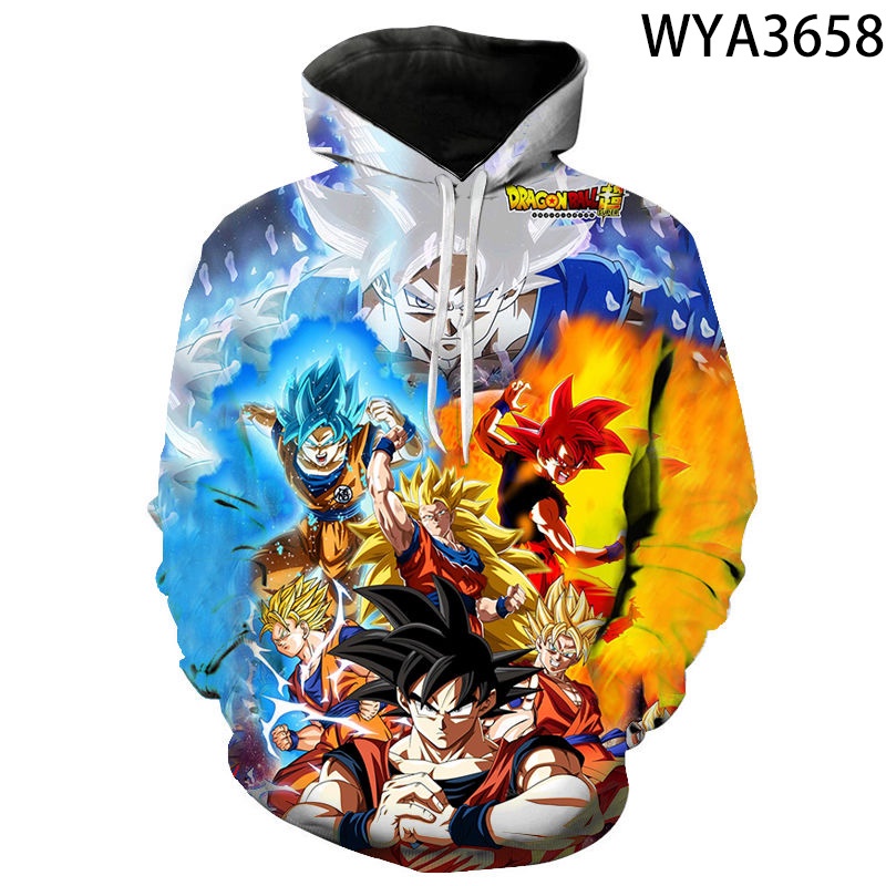 Áo Hoodie Tay Dài In Hình Goku Hoạt Hình 3D Thời Trang 2022 Dành Cho Trẻ Em