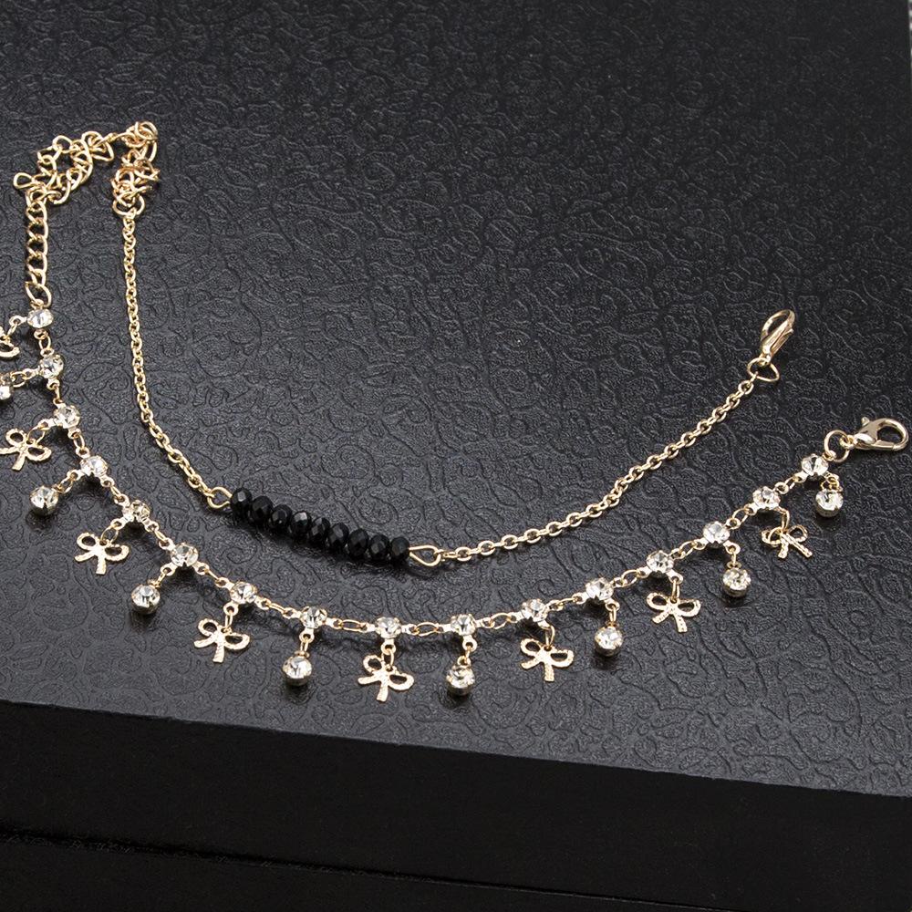 NEXTVN Set 2 / 3 Lắc Chân Đính Đá Màu Đen Phong Cách Bohemian Thời Trang Cho Nữ