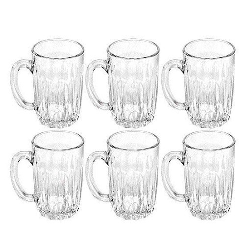 Ly Thủy Tinh Combo 6 Có Tay Cầm Dùng Để Uống Cafe, Uống Bia - Độ Tinh Khiết Cao