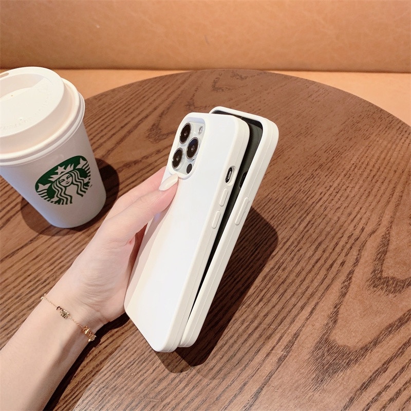 Ốp Điện Thoại Silicon Dẻo Màu Trắng Thời Trang Cho iPhone 11 12 13 14 Pro Max X XR XS Max 6 6S 7 8 Plus