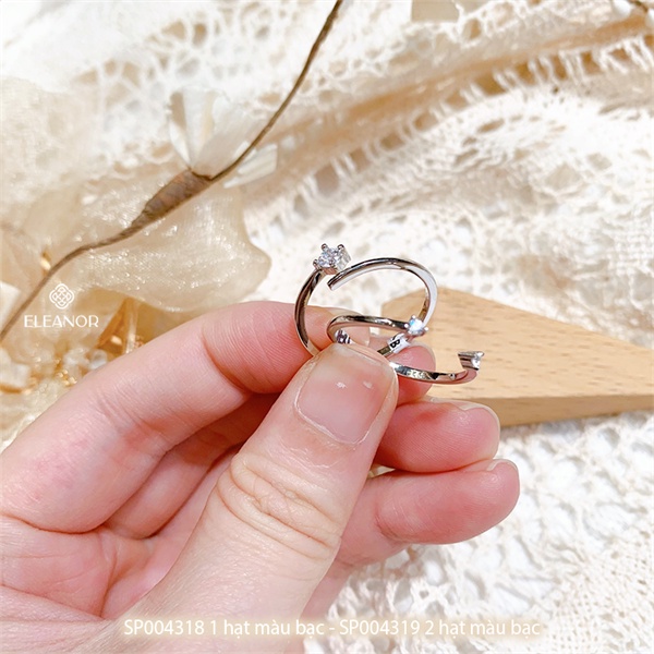 Nhẫn nữ hở bạc 925 Eleanor Accessories phụ kiện trang sức đính đá đơn giản