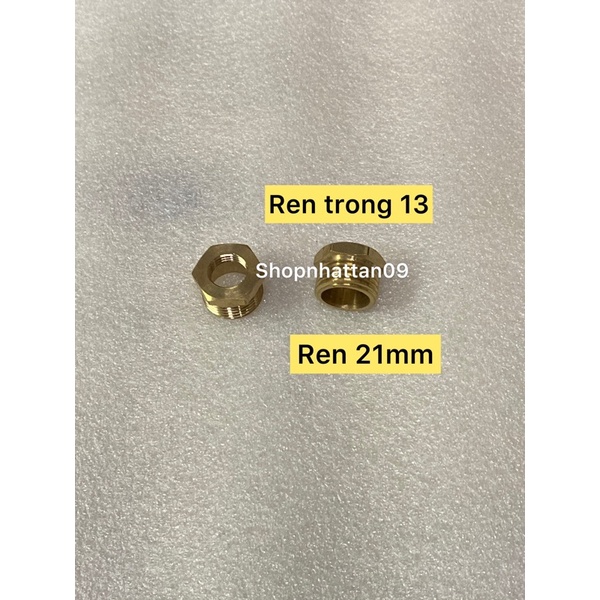 Nơ chuyển ren ngoài 21mm ra ren trong 13  - Đầu nối ren trong 13mm ra ren ngoài 21mm ĐỒNG SỊN