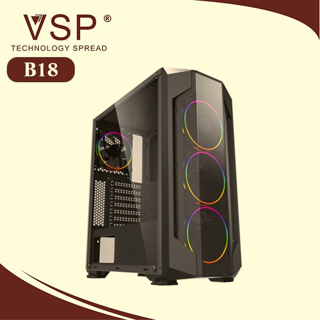 [Mã 159ELSALE hoàn 7% đơn 300K] Vỏ máy tính Case VSP B18 Gaming Mặt Hông Trong Suốt