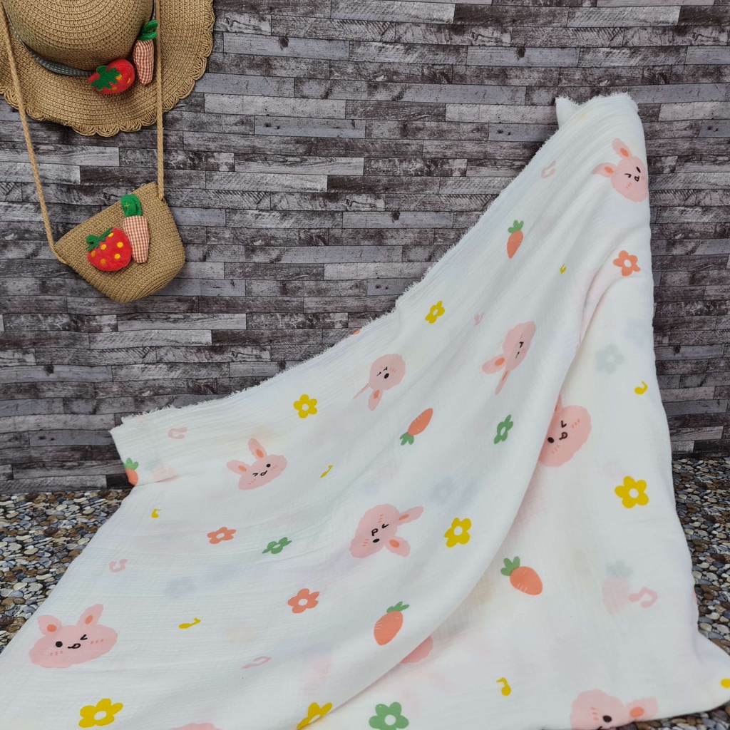 Vải xô muslin 2 lớp cao cấp - Bộ sưu tập các mẫu thỏ