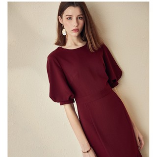 Đầm công sở đuôi cá tay lửng cổ tròn sát