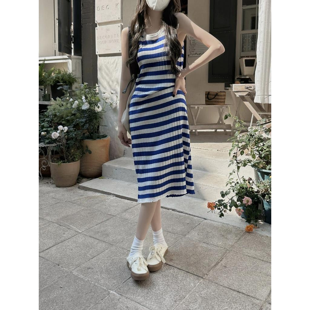 Đầm SáT NáCh Kẻ SọC TrắNg / Xanh Dương Xinh XắN