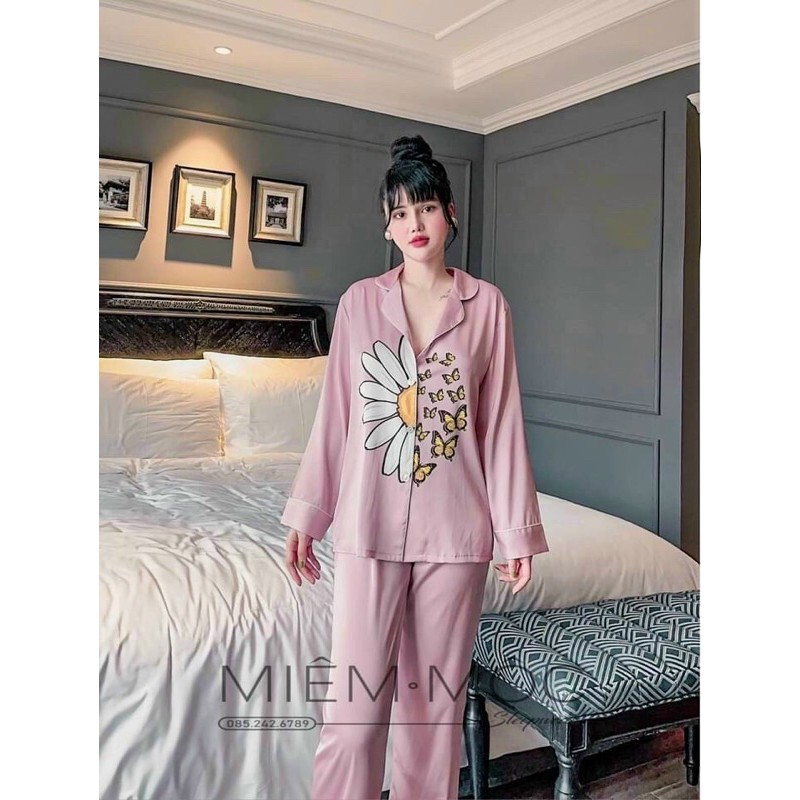 Đồ Bộ Mặc Nhà Pijama Nữ Dài Tay Cao Cấp - Đồ Ngủ Lụa Quảng Châu