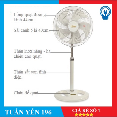 Quạt Đứng Lifan Đ-616A (Trắng - Lồng Xi)- Bảo Hành 1 Năm