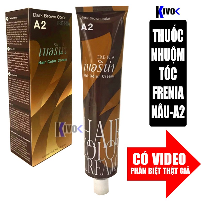 Thuốc Nhuộm Tóc Màu Nâu Lạnh Thái Lan A2 - Kem Nhuộm Tóc Phủ Bạc + Thuốc Trợ Nhuộm Tóc FRENIA - Kivo