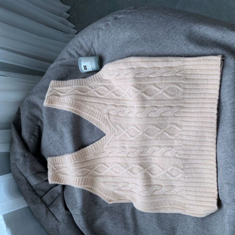 (ORDER) Áo len vest gile nữ vặn thừng mềm mịn dày dặn ấm áp vintage Hàn Quốc | BigBuy360 - bigbuy360.vn