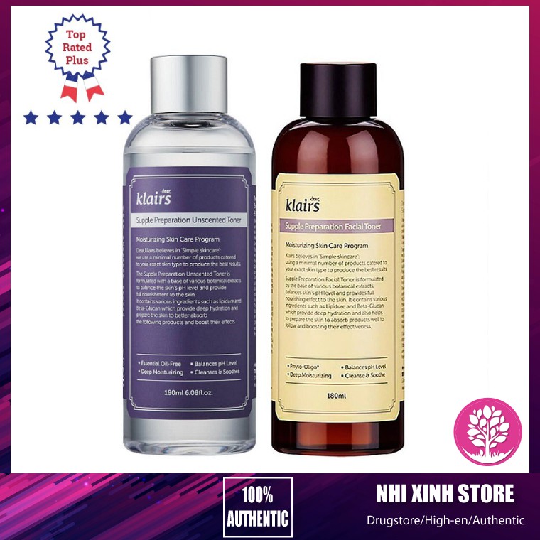 [SIÊU SALE] Nước Hoa Hồng Chống Viêm Dưỡng Ẩm Dears,Klairs Supple Preparation Toner 180ml | BigBuy360 - bigbuy360.vn