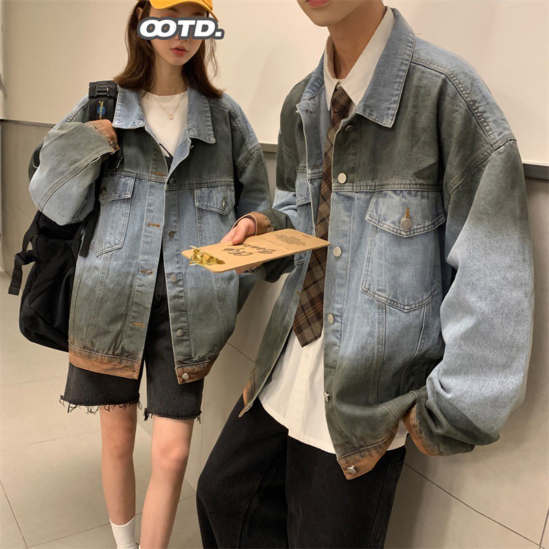 Áo Khoác Jeans Oversize Thời Trang Mùa Thu 2021 Cho Cặp Đôi