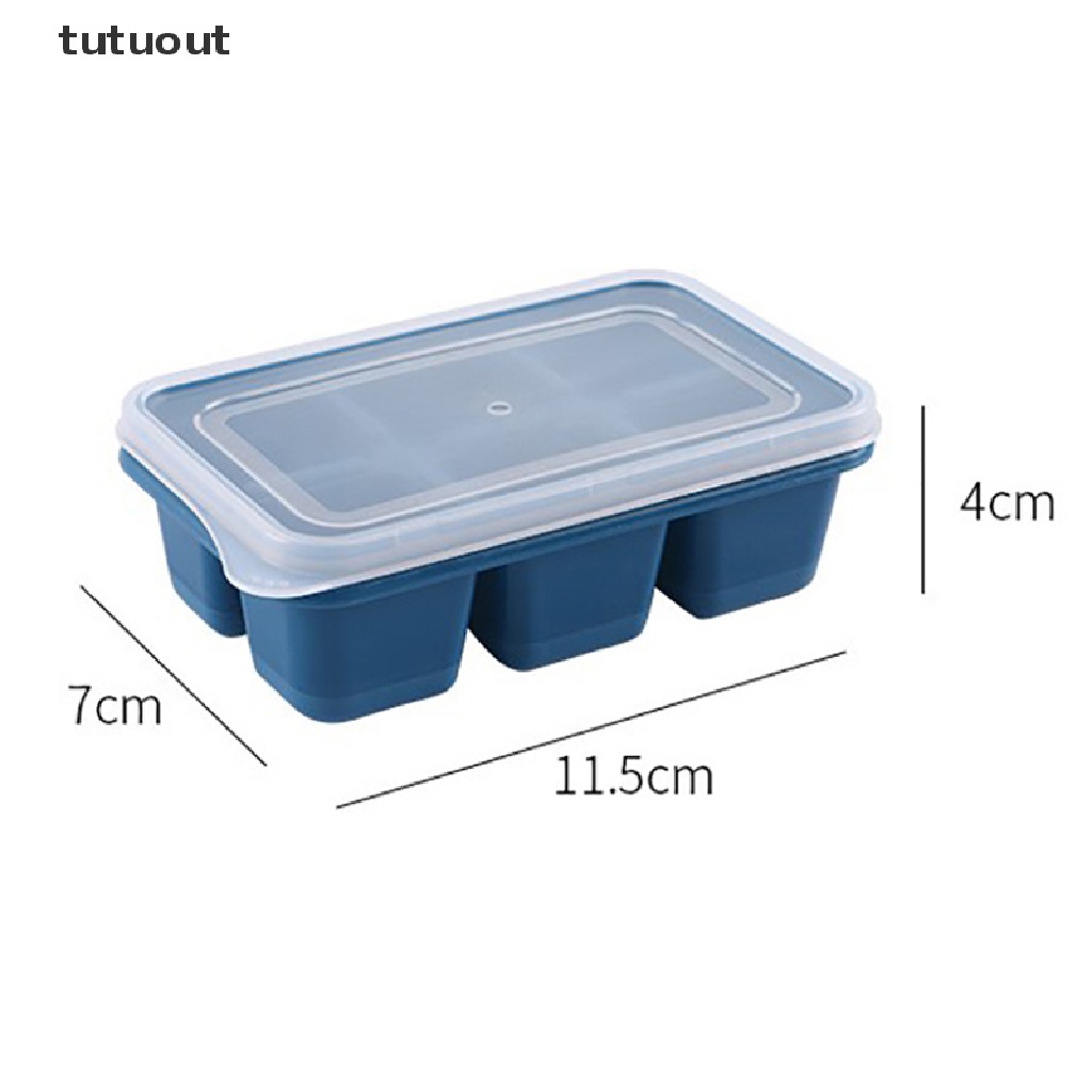 Khuôn Silicon Làm Đá Viên 6 Ngăn Đế Mềm Có Nắp Đậy DIY