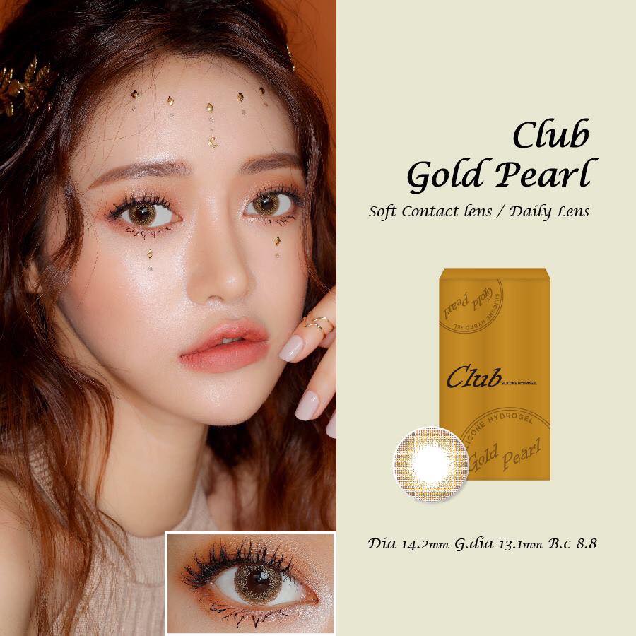 Kính áp tròng 1 tháng màu vàng ánh kim Club Gold Pearl ANN365 đeo êm 12h