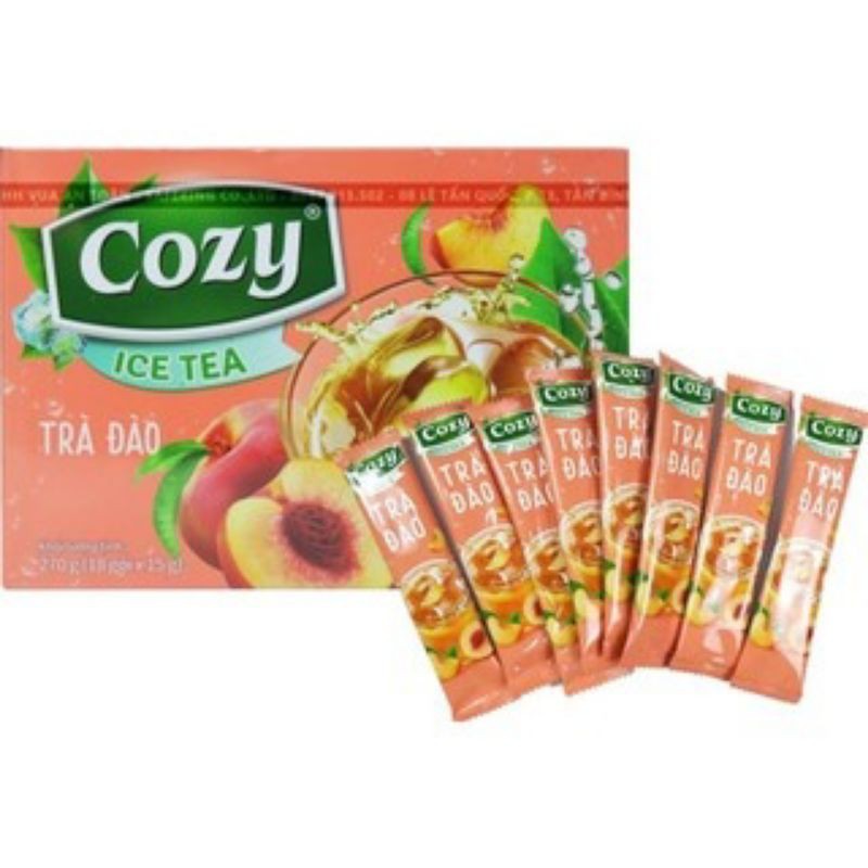 Trà Hoà Tan Cozy Ice Tea 270g (18 gói): Đào/ Chanh/ Vải/ Sâm Bí Đao