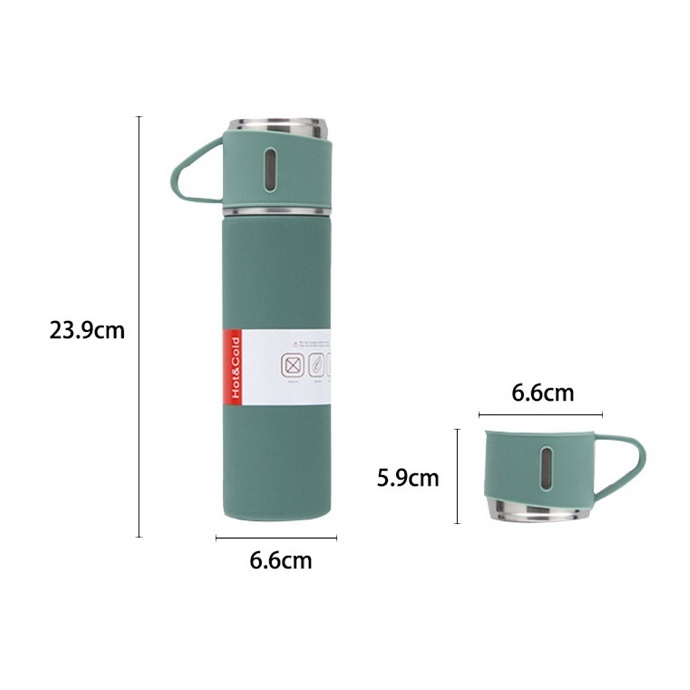 [ CÒN MÀU XÁM - XANH - HỒNG ] Bộ Bình Giữ Nhiệt Kèm 2 Ly Nước Black Flask3 GiftSet (có hộp đựng)