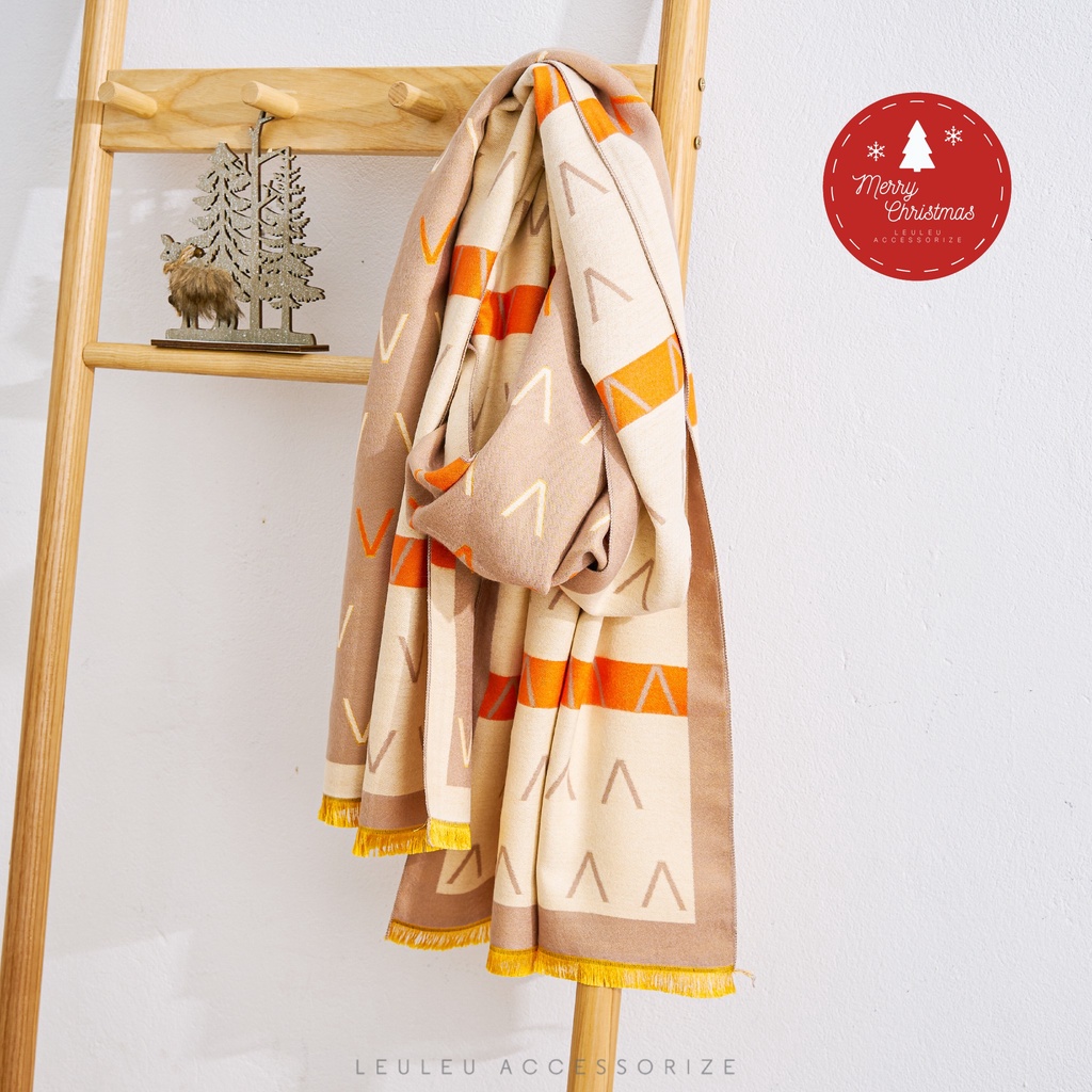 Khăn dạ cai cấp tone beige hai mặt  chất cao cấp mềm mịn leuleu.accessorize