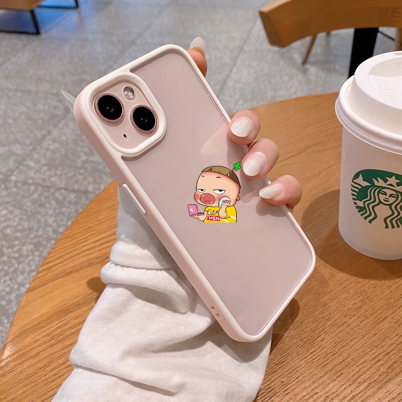 MÀU TÍMỐp điện thoại KF XZ LF CASE lưng cứng chống ố trong suốt chống sốc viền màu dẻo cho iPhone 14 PLUS PRO MAX