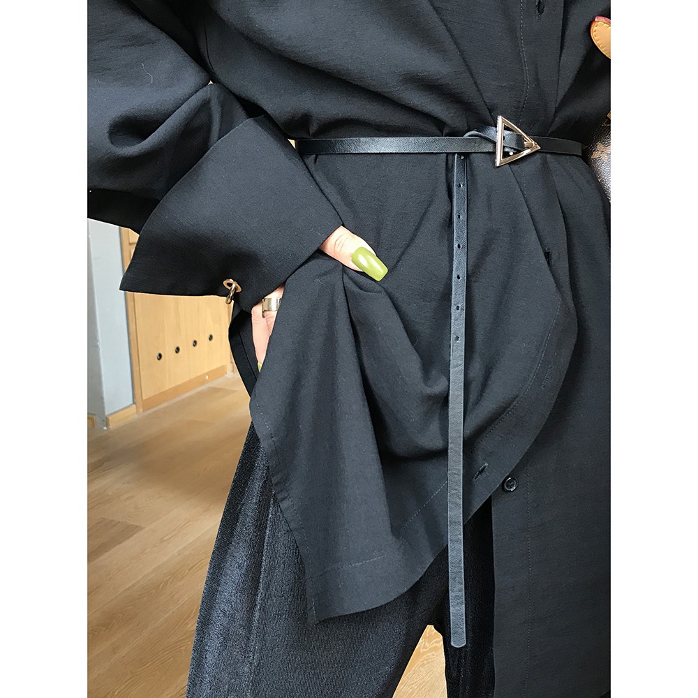 Thắt lưng da PU khóa kim loại hình tam giác 110cm phong cách retro thời trang Hàn Quốc