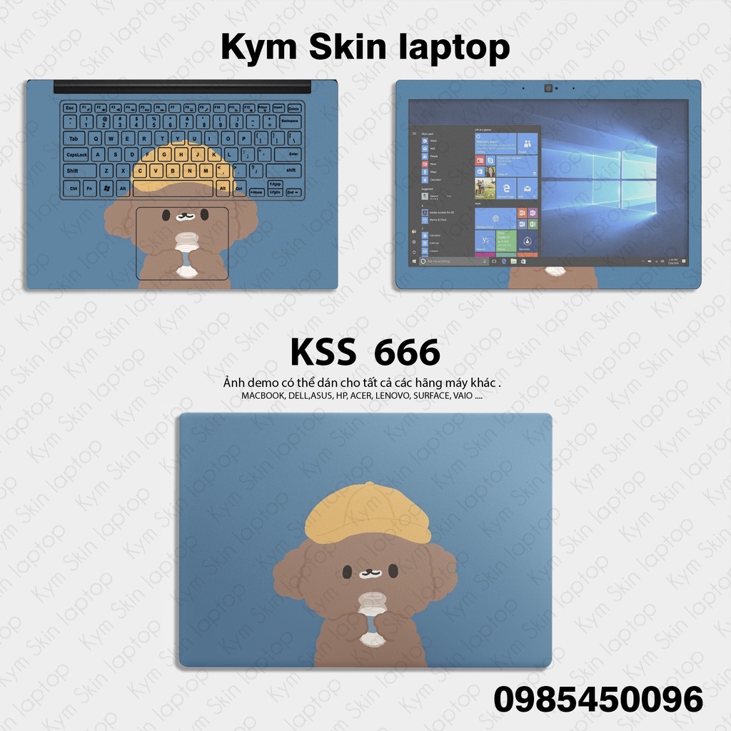 Miếng Dán Laptop Mẫu Poodle Cute - KSS 666 - Skin Dán Cho Mọi Loại Laptop - In Hình Theo Yêu Cầu