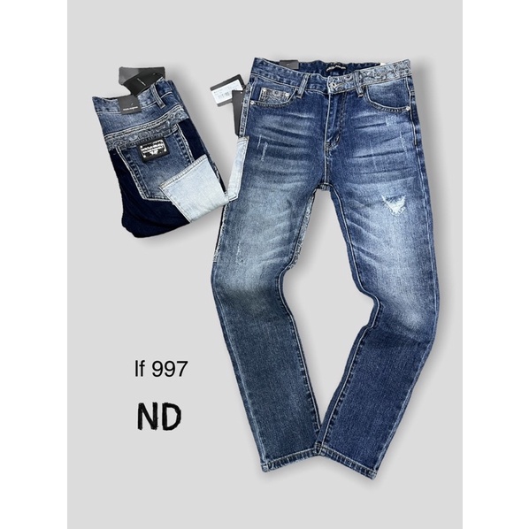Quần jean nam màu xanh dolce,quần bò nam vá hoa D.G màu xanh