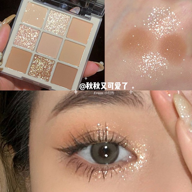 Bảng Phấn Mắt Nhũ Lì 9 Ô Vuông Dikalu Baby, Ánh Nhũ Thời Trang Beautycity