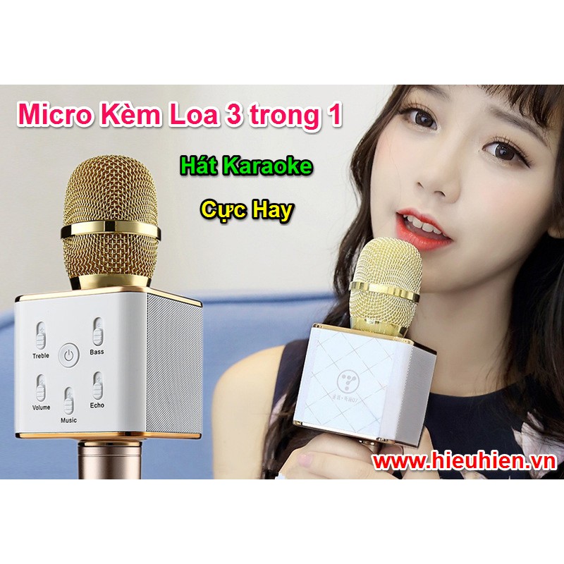 MIC KARAOKE 3IN1 Q7U LOẠI 1  ( MIC KARA + LOA + BLUETOOTH )