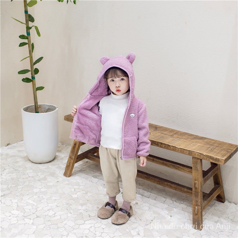 Winter fashion children's jacket woolen thick velvet