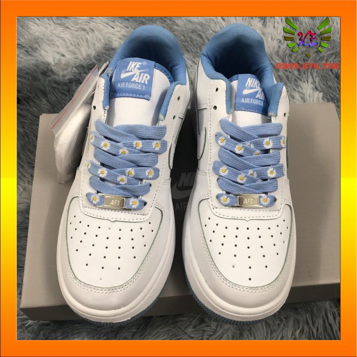 Giày thể thao sneaker hoa cúc xanh đế đơn cho nữ