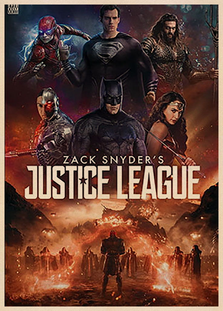Tranh chất lượng cao trang trí tường phòng in hình Zack Snyder's Justice League độc đáo phong cách Retro