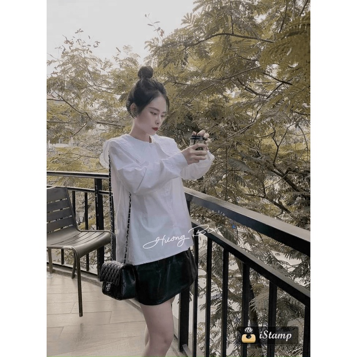 (Mẫu Mới) Sơ Mi Cổ Nhọn Phối Ren Siêu Dễ Thương UP Valentina Shop
