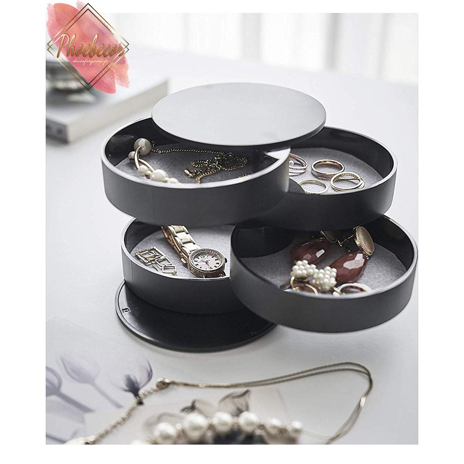 Hộp Đựng Trang Sức 4 Tầng Có Trục Xoay Được Tiện Dụng - PB33