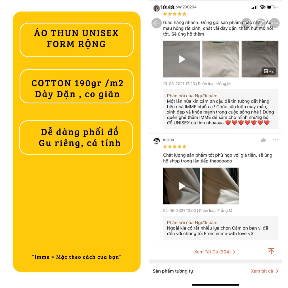 Áo phông cotton IMME hàng xuất khẩu Nhật Bản cao cấp phông trơn màu trắng đen cho nam nữ regular fit LA01