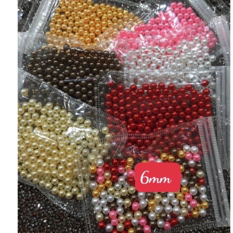5mm và 6mm viên ngọc giả hình tròn không có lỗ phụ kiện trang trí móng tay nail, trang trí váy áo
