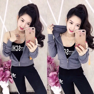 Áo khoác ôm eo lửng trơn 