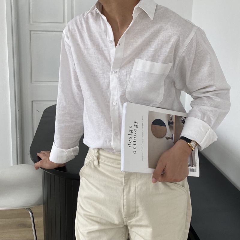 ÁO SƠ MI NAM - HEEBYOHI - Màu Trắng Ngà Linen