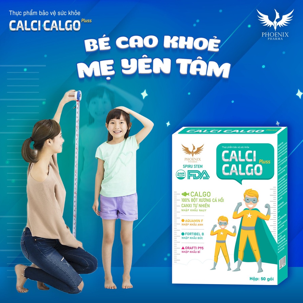Calci Calgo Pluss Phoenix Pharma, Calci Hữu Cơ Bổ Sung Canxi Cho Cơ Thể Phát Triển Vượt Trội. Phù Hợp Mọi Lứa Tuổi